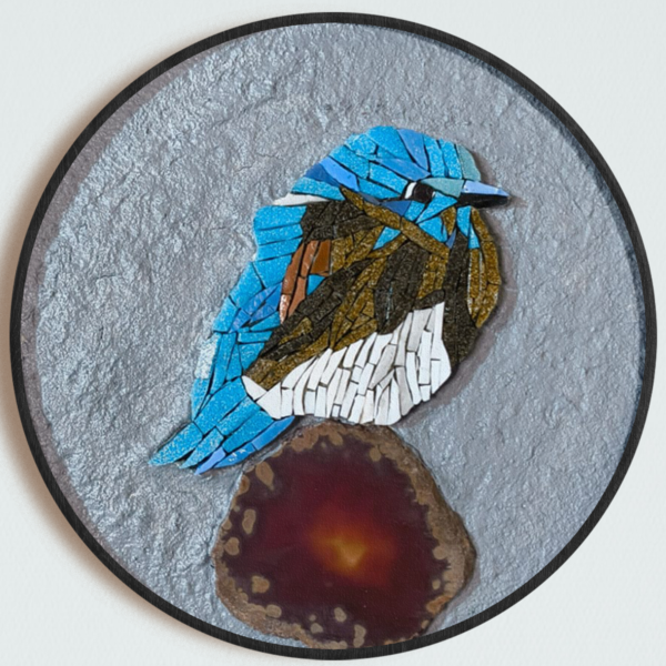 Celestial Sapphire Warbler Mosaic Wall Art - Image 2